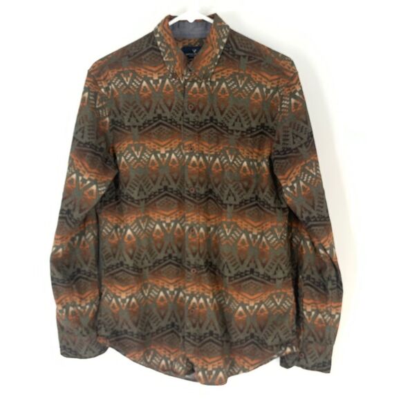 American Eagle Men’s S Seriously Soft Classic Fit Southwestern L/S Print Shirt - Picture 1 of 10